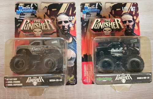 2 Muscle Machines Monster Patrol Monster Trucks Marvel The Punisher Grey Black - Picture 2 of 6