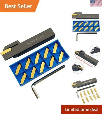 High-Performance Lathe Grooving Tool Holder with 11 Carbide Inserts Included