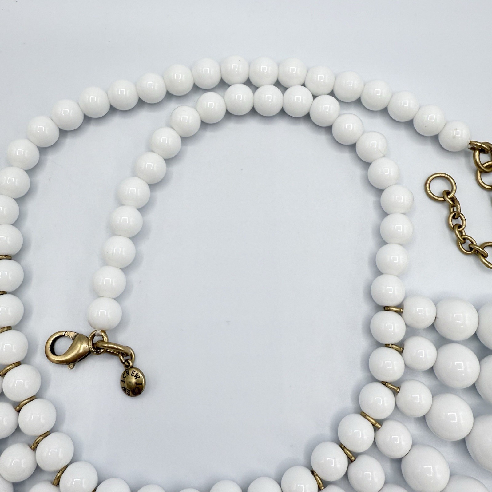 J CREW Dramatic White Plastic Bead Collar/Bib Adj… - image 10