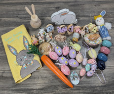 Vintage Easter Accent Decor Lot Bunny Eggs Ornaments Spring Decorations Mixed