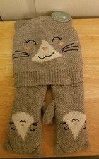 Barnes  Nobles Kids' Hat  Mittens Fleece Lined Set Suggested For Ages 3-6 NWT