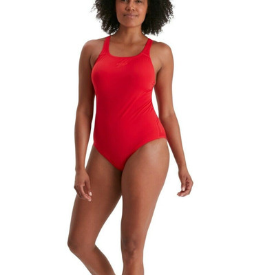 SPEEDO DAMEN ÖKO BADEANZUG. NEU MEDAILLENGEWINNER ENDURANCE+ ROT GEFÜTTERT SCHWIMMKOSTÜM
