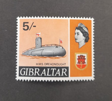 Gibraltar Single stamp QEII SG211 5/- HMS Dreadnought UM