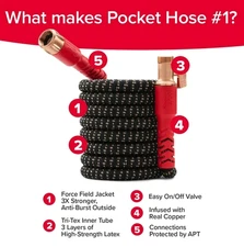 Pocket Hose Copper Head Expandable Garden Hose 100FT, With New 360° Pocket Pivot