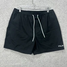Huk Fishing Shorts Mens Large Black Swim Trunks Liner Capers Volley Beach Surf