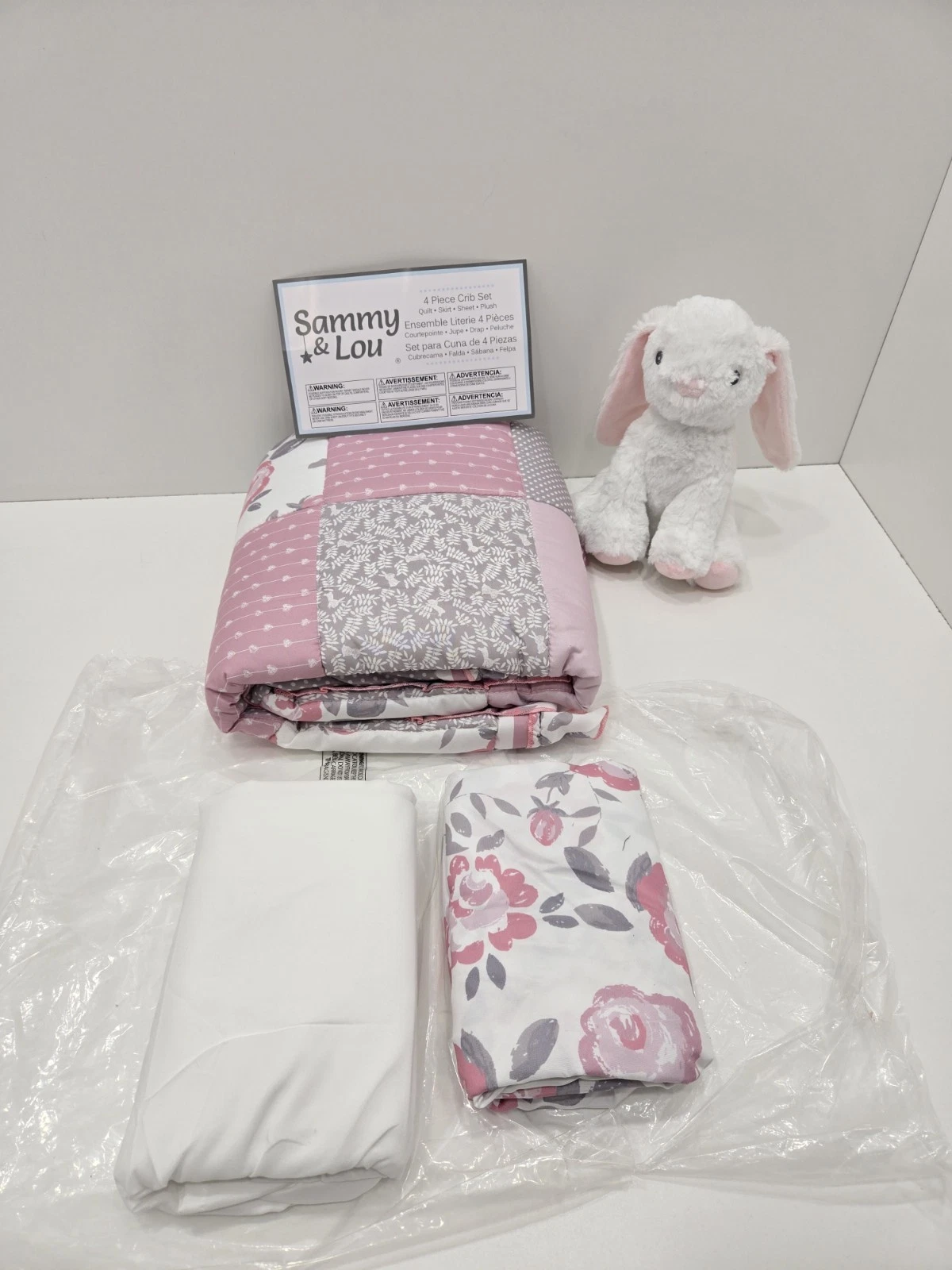 Sammy & Lou Sweet Little Dreamer 4 Piece Crib Bedding Set Quilt Sheet Skirt Lamb