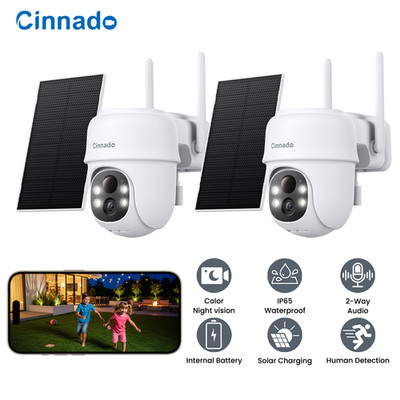 Wireless 2K Solar Security Camera System Wifi Outdoor Home 360°PTZ PIR Detection