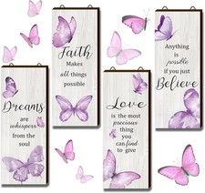 Geelin 4 Pcs Butterfly Wall Decor Bathroom 10 x 4 Inch, Purple