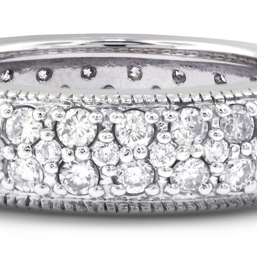 2 1/2 Carat I SI1 Round Cut Natural Certified Diamonds 14k Gold Eternity Band - Picture 6 of 10