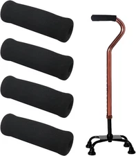 4Pcs Walking Cane Hand Grips - Black Foam Replacement for Offset 0.98, 