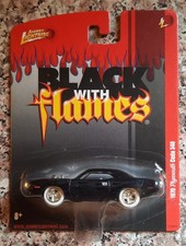 JOHNNY LIGHTNING FOREVER 64 BLACK WITH FLAMES 1970 PLYMOUTH CUDA WHITE LIGHTNING