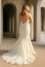 Mori Lee Lace Mermaid Wedding Dress Strapless Ivory Floral Size 10 Bridal Gown.