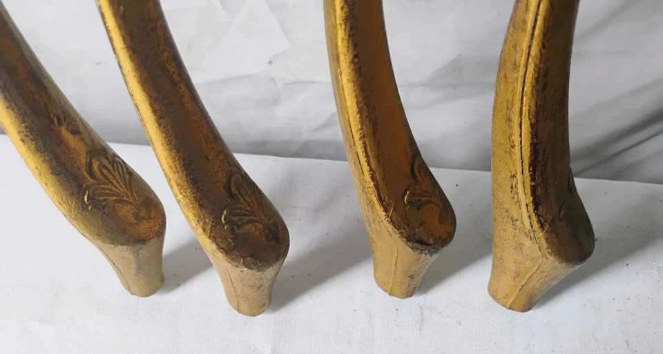set 4 Decorative French Style Gold Furniture Legs Solid Resin 19" high - Image 3 of 4