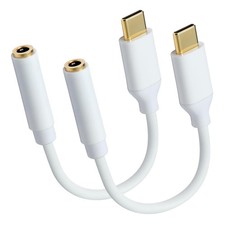 USB C to 3.5mm Female Headphone Jack Adapter, Type C Aux Audio White