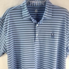 Turtleson Polo Shirt Mens Large Blue Stripe Stretch Tour Performance Preppy Golf