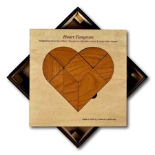 Heart Tangram Puzzle Personalizable Wood Brain Teaser