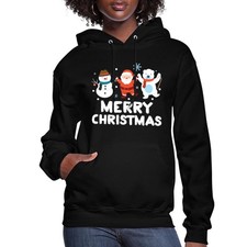 Merry Christmas Cute Snowman And Santa Claus Women's Hoodie