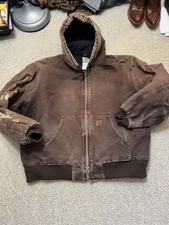 Carhartt J130 DKB Active Jacket 2XL Reg Dark Brown Distressed Paint Faded Hood