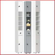 Tall Bathroom Cabinet Slim Cupboard Floor Storage Unit Shelving Narrow Tallboy