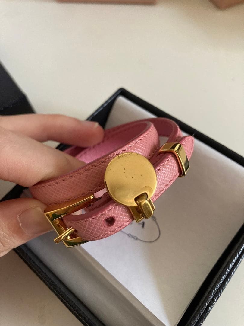 Authentic PRADA Leather Bangle Bracelet Pink Gold… - image 6