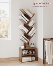 6 Tier Tree Bookshelf, Small Bookcase with Storage Cabinet, Modern Tall Narrow..