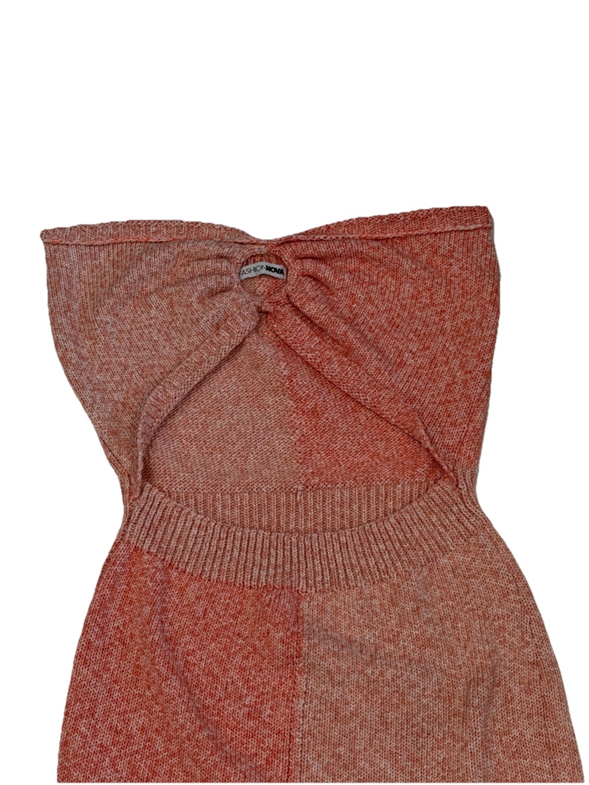 Rust Pink Patchwork Knit Strapless Bodycon Mini D… - image 2