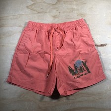 A4762 Men's Pacsun Playboy Orange Love Nylon Shorts. Size Medium