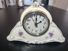 vintage BULOVA clock ANTIQUE-style Porcelain Clock with Floral Motif