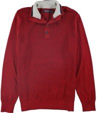 Nautica Mens Solid Knit Pullover Sweater, Red, Medium