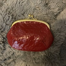 VINTAGE COACH RED PATENT LEATHER KISSLOCK POUCH WALLET NWOT RARE AND SOLD OUT