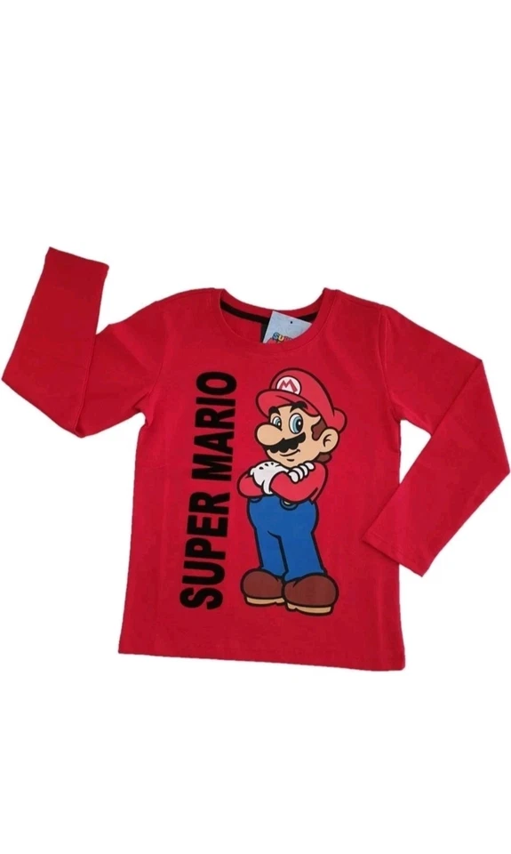 Super Mario Langarmshirt T- Shirt Jungen Gr. 128 neu - Bild 2 von 3