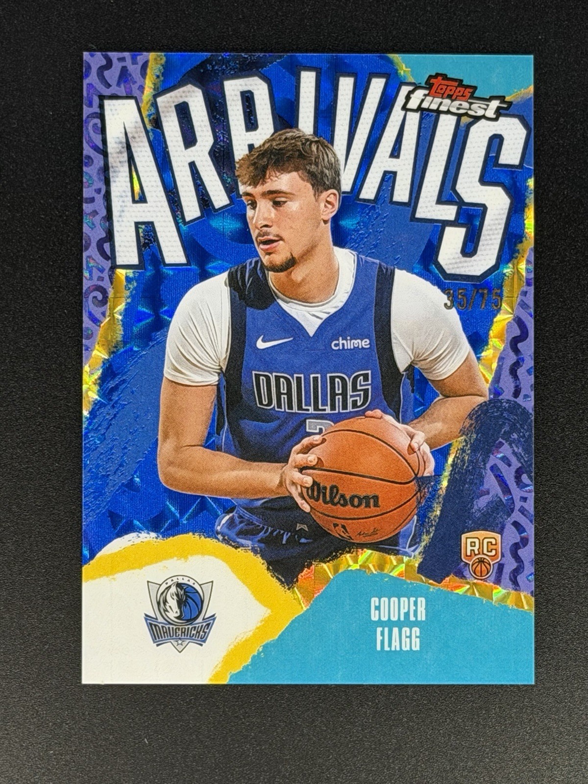 2025-26 Topps Finest RC Cooper Flagg Arrivals Blue Geometric Refractor A-1 /75
