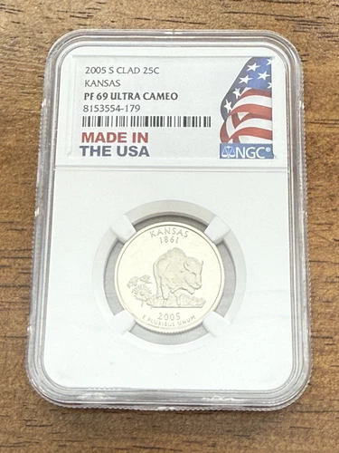 2005 S clad Proof Kansas quarter NGC PF 69 Ultra Cameo MADE IN USA LABEL
