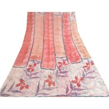 Sanskriti Vintage Multi Sarees Pure Georgette Silk Sari Printed 5Yd Craft Fabric