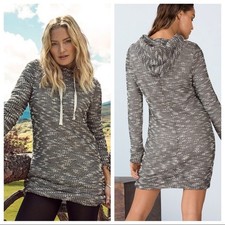 Fabletics Yukon Hooded Sweater Dress Size S Marled Black