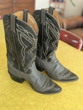 Vintage Tony Lama 6914 Lizard Wingtip Cowboy Boots Mens 8 Gold Label USA