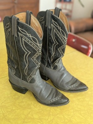 Vintage Tony Lama 6914 Lizard Wingtip Cowboy Boots Mens 8 Gold Label USA