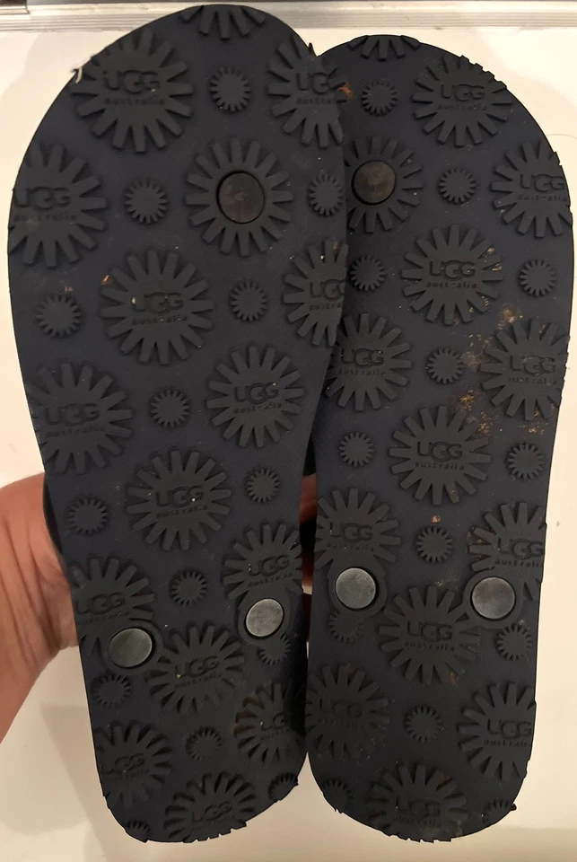 UGG Adult Unisex Navy Blue Flip Flops Shoes Size 7.5 Female Size 6 Male - Image 3 of 4