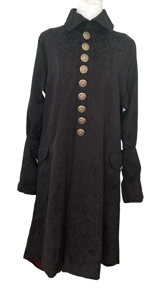 Abrigo Gótico Funhouse Para Mujer Talla M Negro Brocado Gótico Bruja Victoriano Steampunk Foto 2 de 4