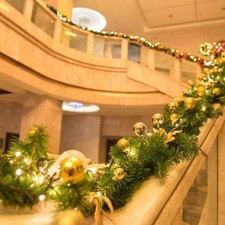 9FT Christmas Garland For Wreath Staircase Fireplace Door Decor with Lights Ball