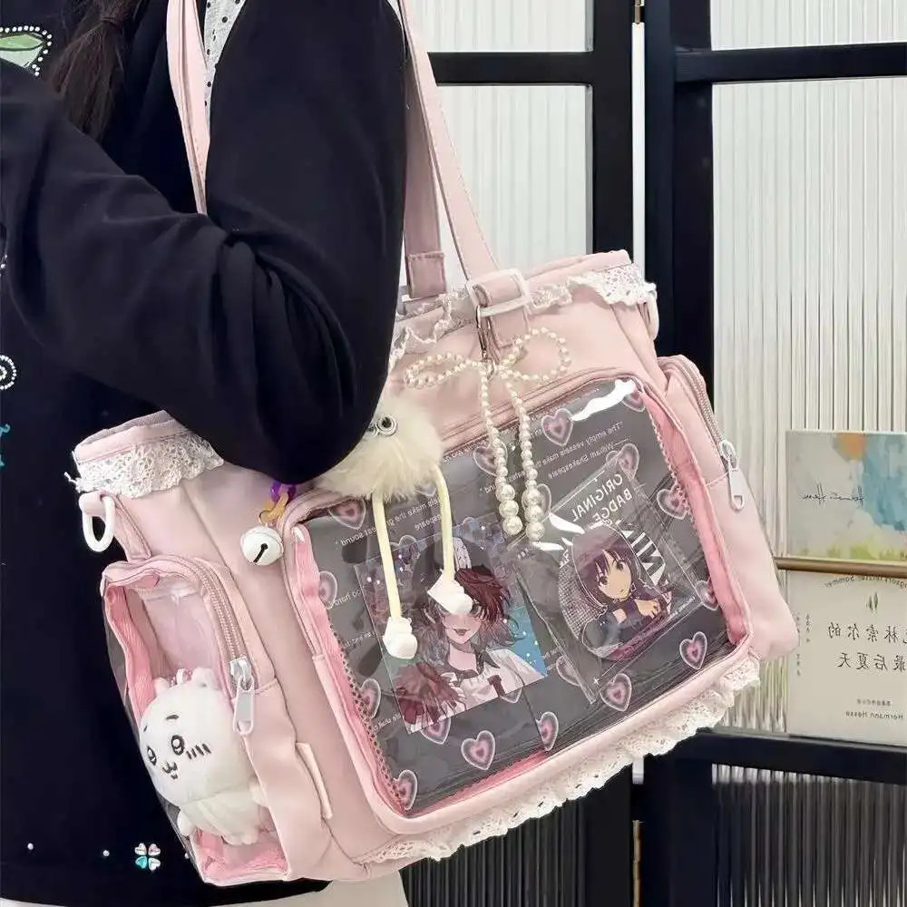 Y2K ItaBag Transparent,Japanese Kawaii Lolita Large DIY Tote Bag