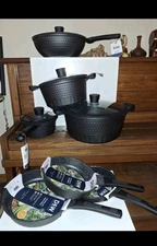 D&W Deane and White 11 Piece  Cookware  Skillets And Casseroles BLACK NEW