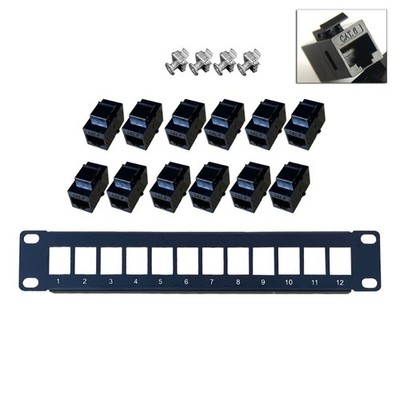 12-Port CAT6 Unshielded Patch Panel Rackmount 12 x Gigabit RJ-45 Ethernet Ports