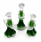 Set Of Three Vintage Murano Blown Art Glass Green Angel Candle Holders 7” 8” 9”