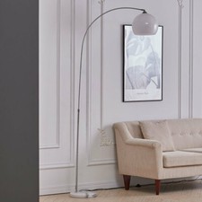 Modern Arch Design Retro Reading Light Floor Lamp Dome Lampshade Marble Standing