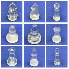 Chess Pieces Glass Clear and Frosted Replacement Parts Game You Choose 