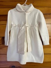 Janie and Jack World's Fair Ivory Sweater Dress Vintage Ribbon Detail Size 2T
