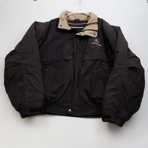 John Deere Mens XL Black Full Zip Windbreaker Jacket - Picture 1 of 5