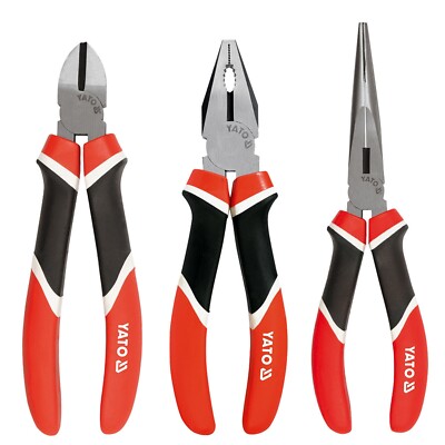 Kombizange Seitenschneider Zangenset Spitzzange Zangen Set Pro 3-tlg Elektriker