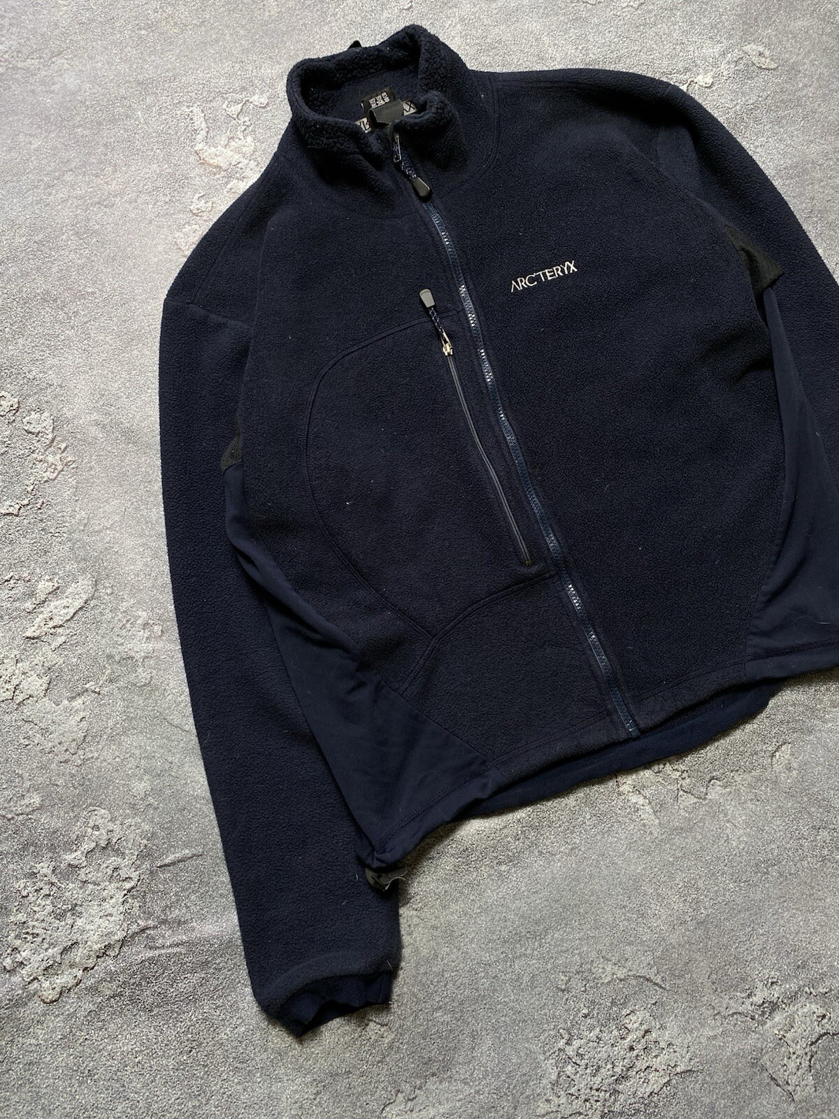 Giacca Arc'teryx vintage uomo grande blu moka pile Polartec full zip anni 90